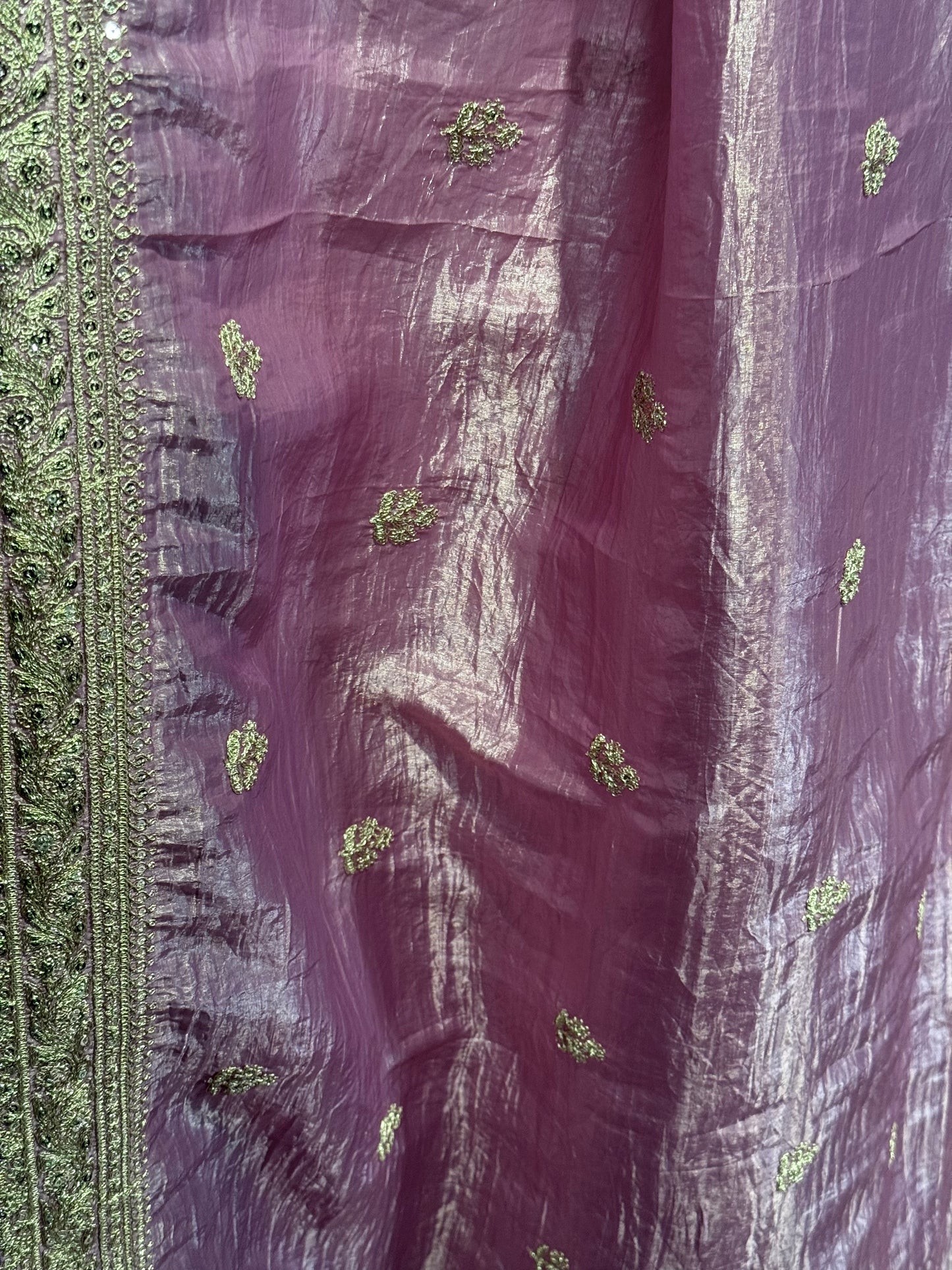 Party Wear Purple Saree with Stunning Silver Embroidery Border and Stitched Blouse