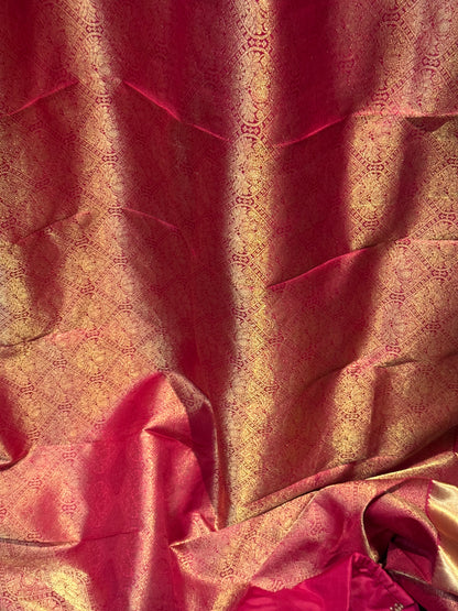Maroon Kanjivaram Silk Saree with Intricate Zari Work and Stitched Blouse