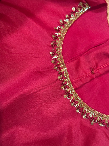 Maroon Kanjivaram Silk Saree with Intricate Zari Work and Stitched Blouse