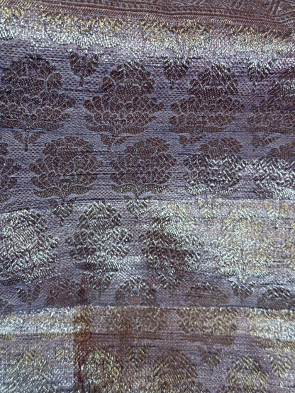 Stylish Light Purple Tissue Organza Saree with Crush Texture and Stitched Blouse