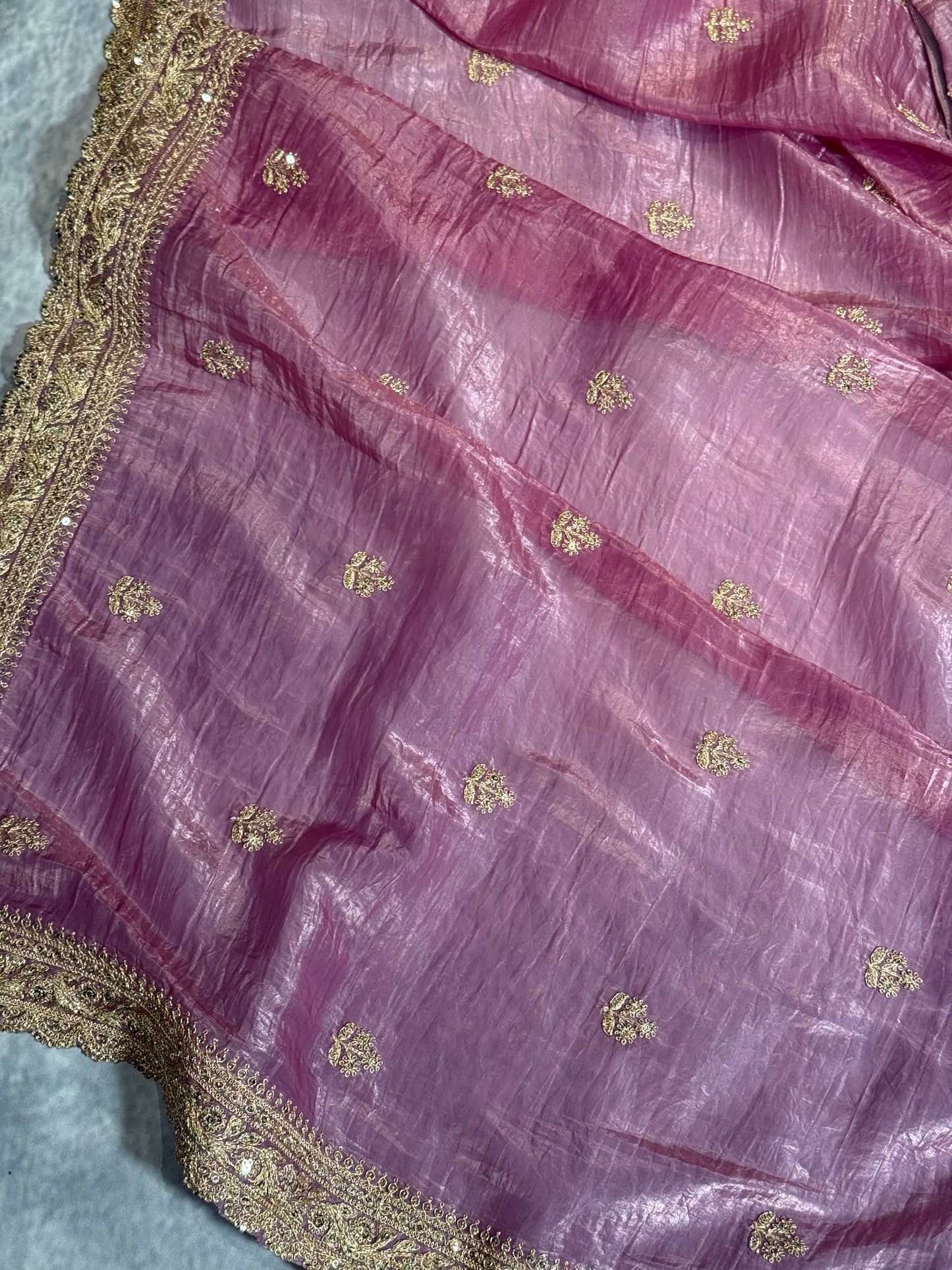 Party Wear Purple Saree with Stunning Silver Embroidery Border and Stitched Blouse