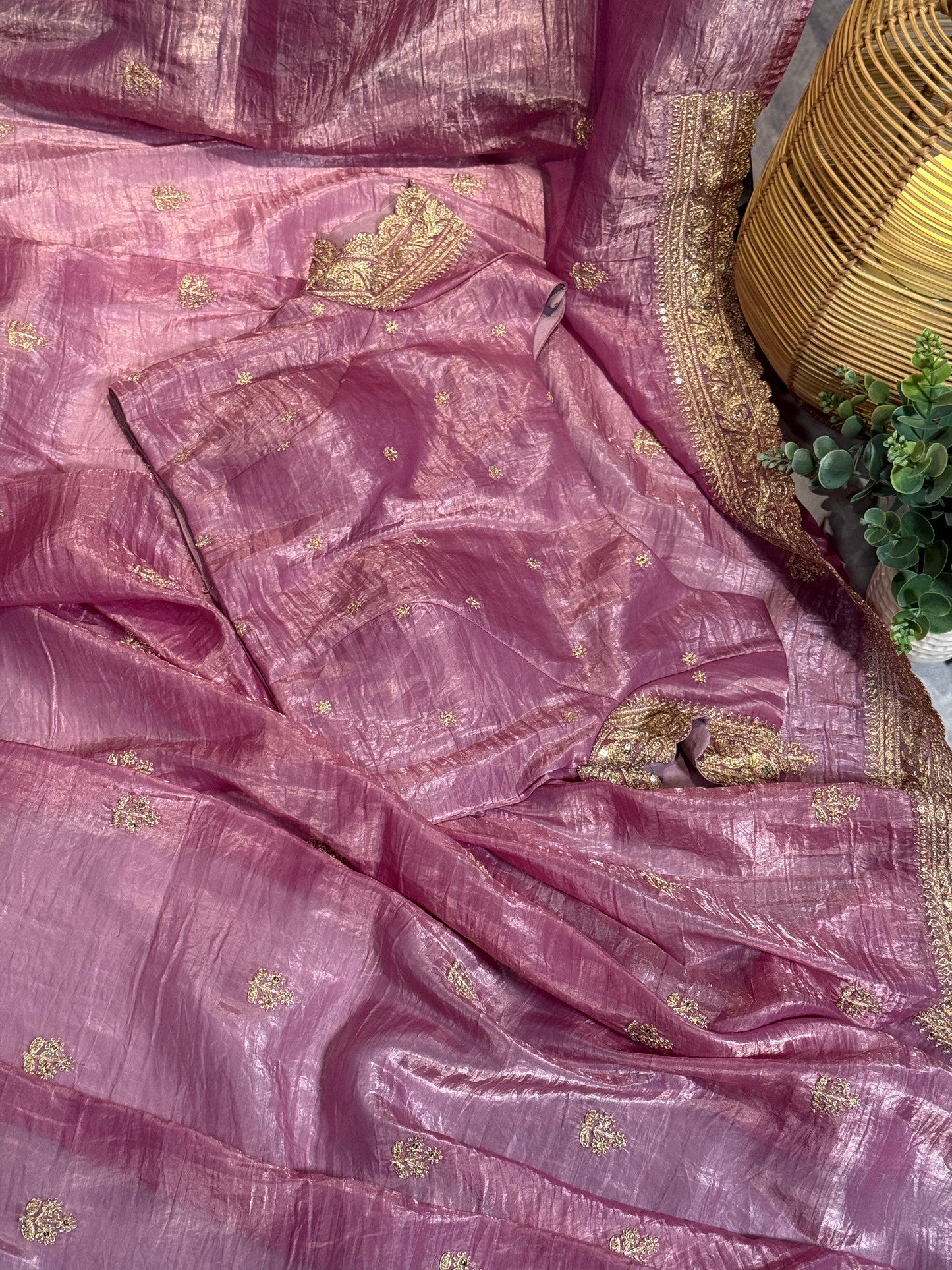 Party Wear Purple Saree with Stunning Silver Embroidery Border and Stitched Blouse