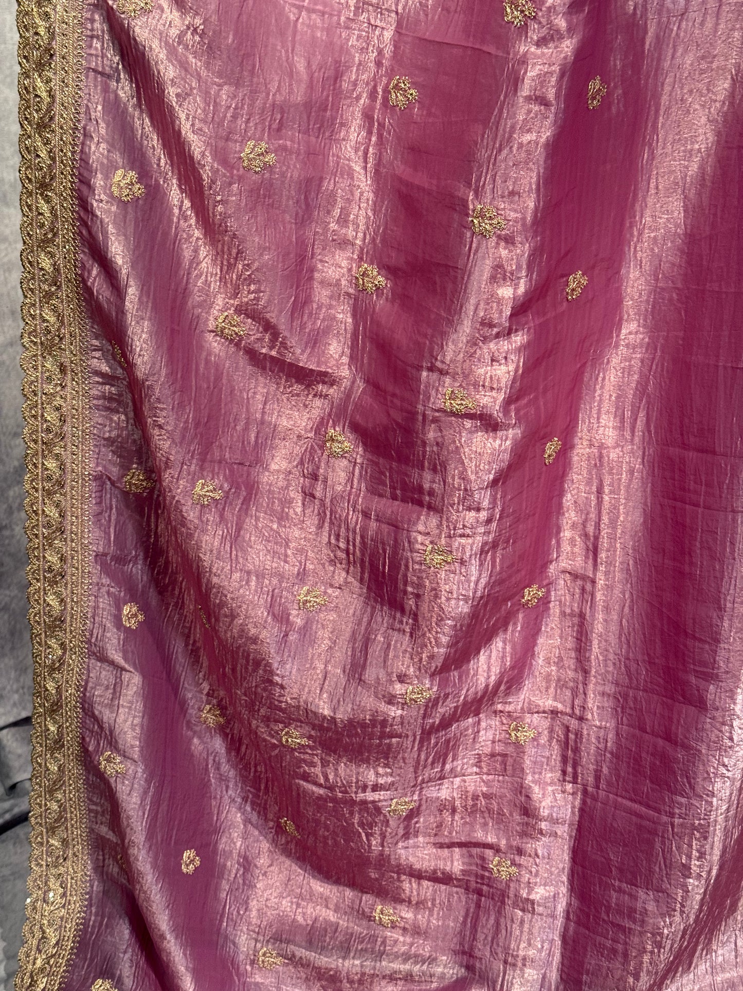 Party Wear Purple Saree with Stunning Silver Embroidery Border and Stitched Blouse